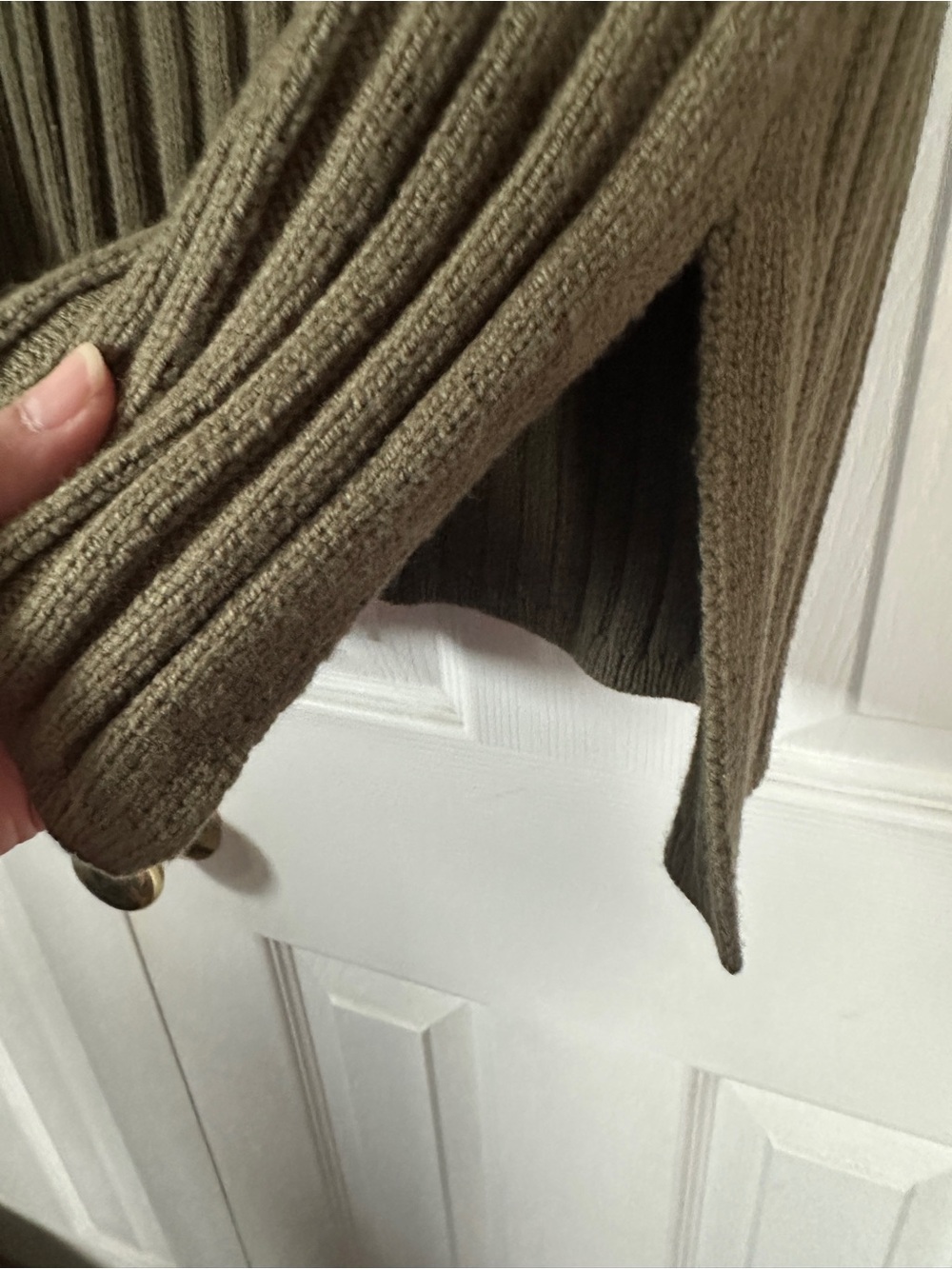 Talbots Olive Ribbed Cowl Neck Sweater - Picture 2 of 5